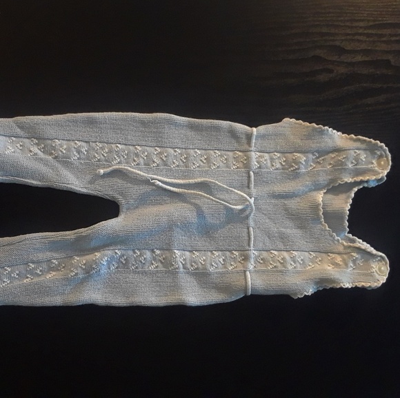 Vintage blue and white knit overalls - Picture 1 of 4